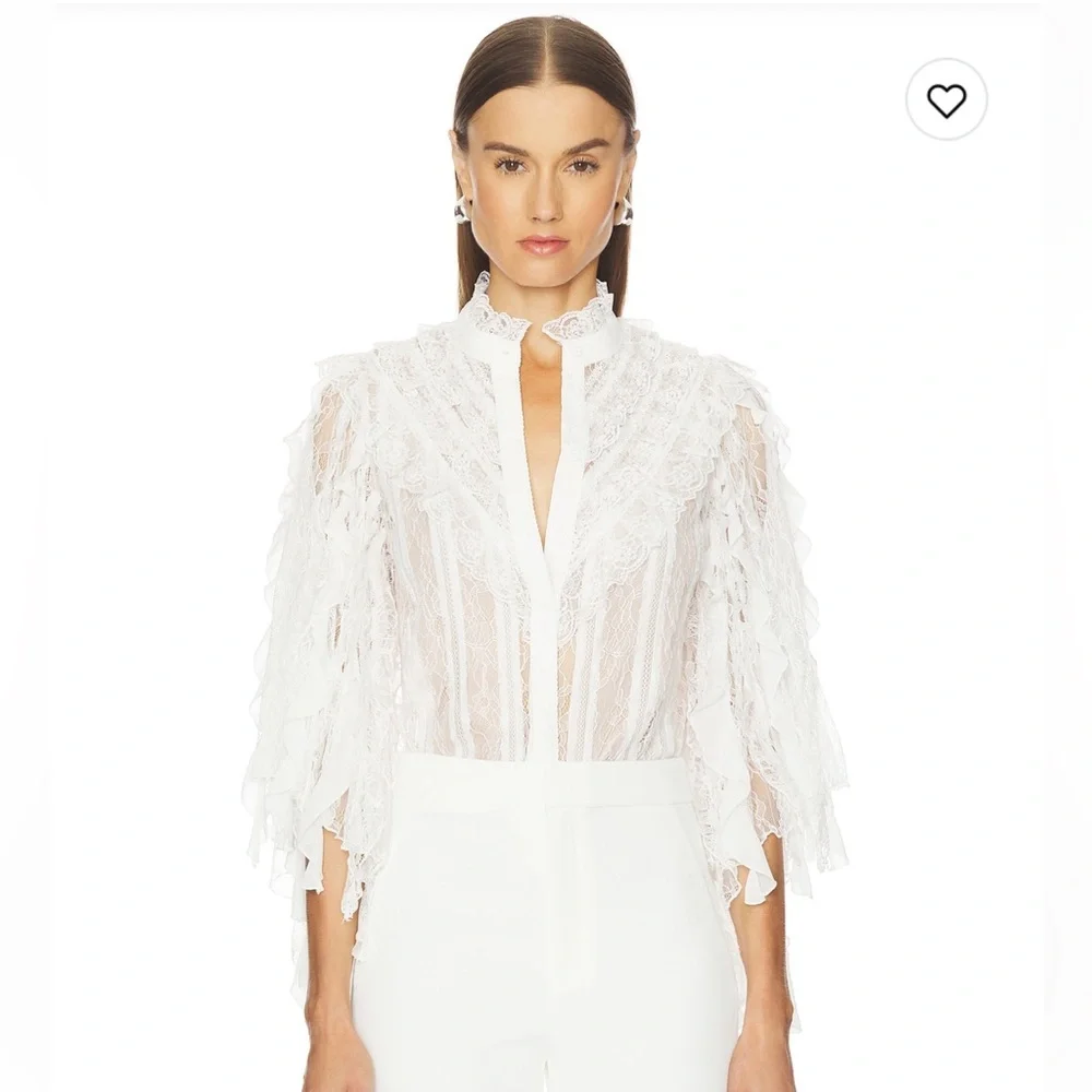 Rheba Lace Ruffle Sleeve Top in Off White
Alice + Olivia - Picture 2 of 5